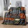 Happy Birthday Inspirational Quotes Blanket Comfortable Suitable for Sofa Picnics Office All-Season Use Digital Print Gifts For Family Or Friends