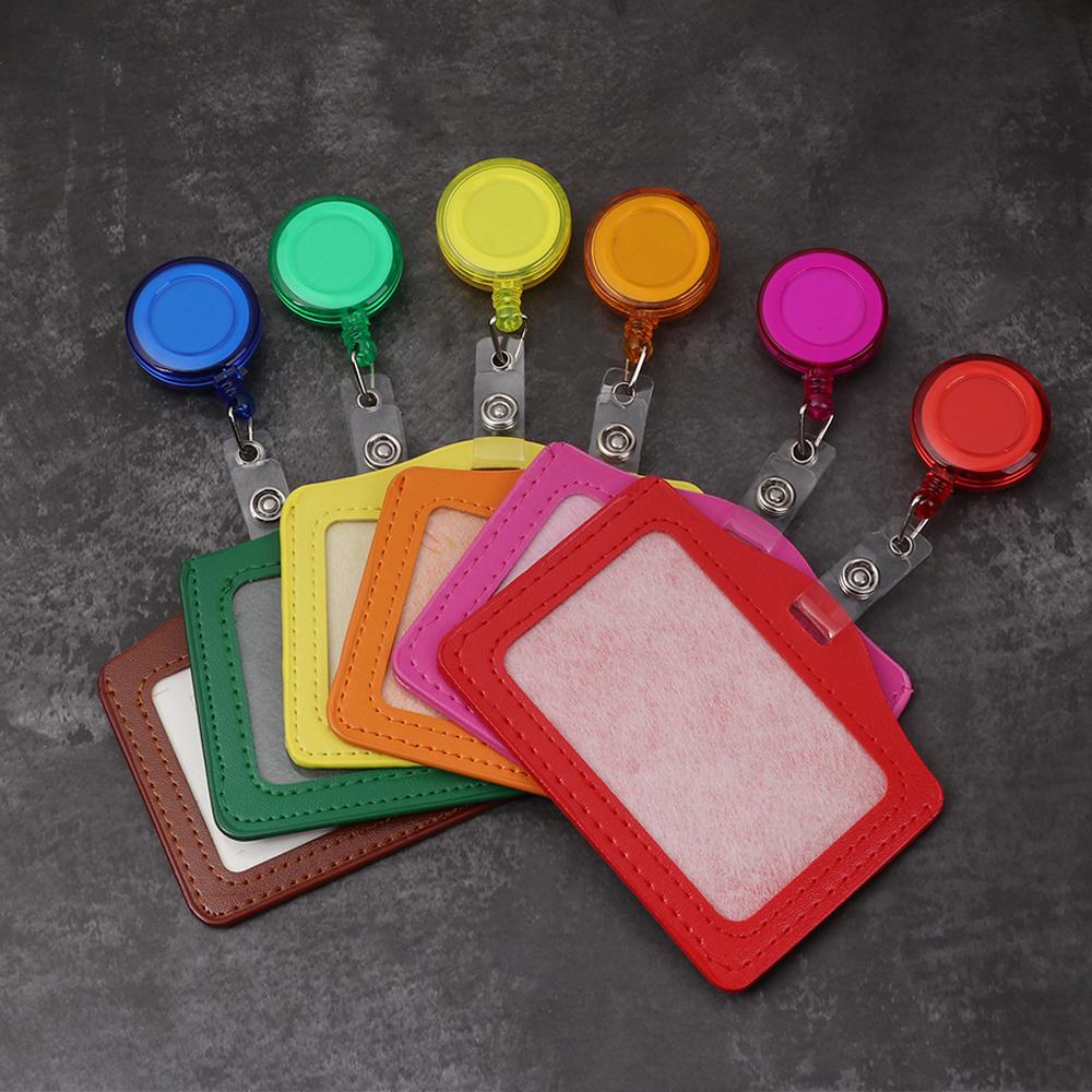 Держатель для карт с зажимом из искусственной кожи, выдвижные катушки для бейджей, держатель для именных карт, держатель для удостоверения личности, держатель для бейджа медсестры, врача