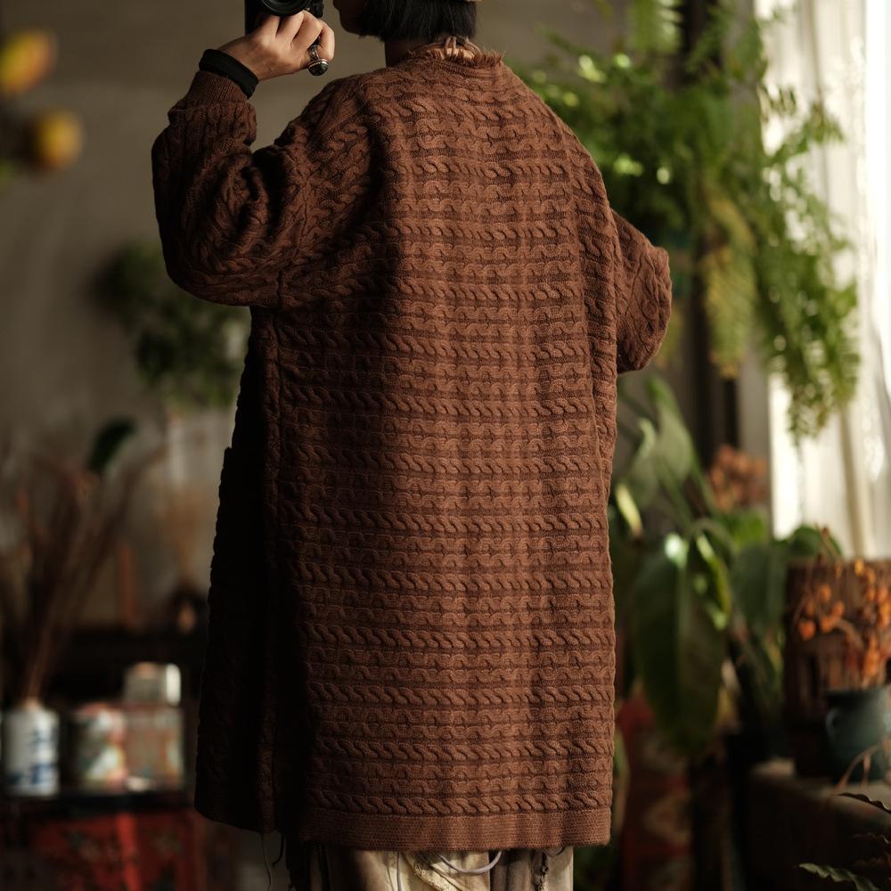 Johnature Женские винтажные красные кофейные пальто с V-образным вырезом и длинными рукавами, вязаные на пуговицах, с карманами, весенние пальто из смеси шерсти