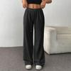Women's Fashion Loose Drawstring Waist Solid Color Casual Sports Pants Casual Wide-Leg Pants