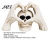 Creative Tricky Festival Gift Gothic Skeleton Hands Heart Sculpture with Skull, Romantic Love Statue, Halloween Unique Haunted House Props Shape