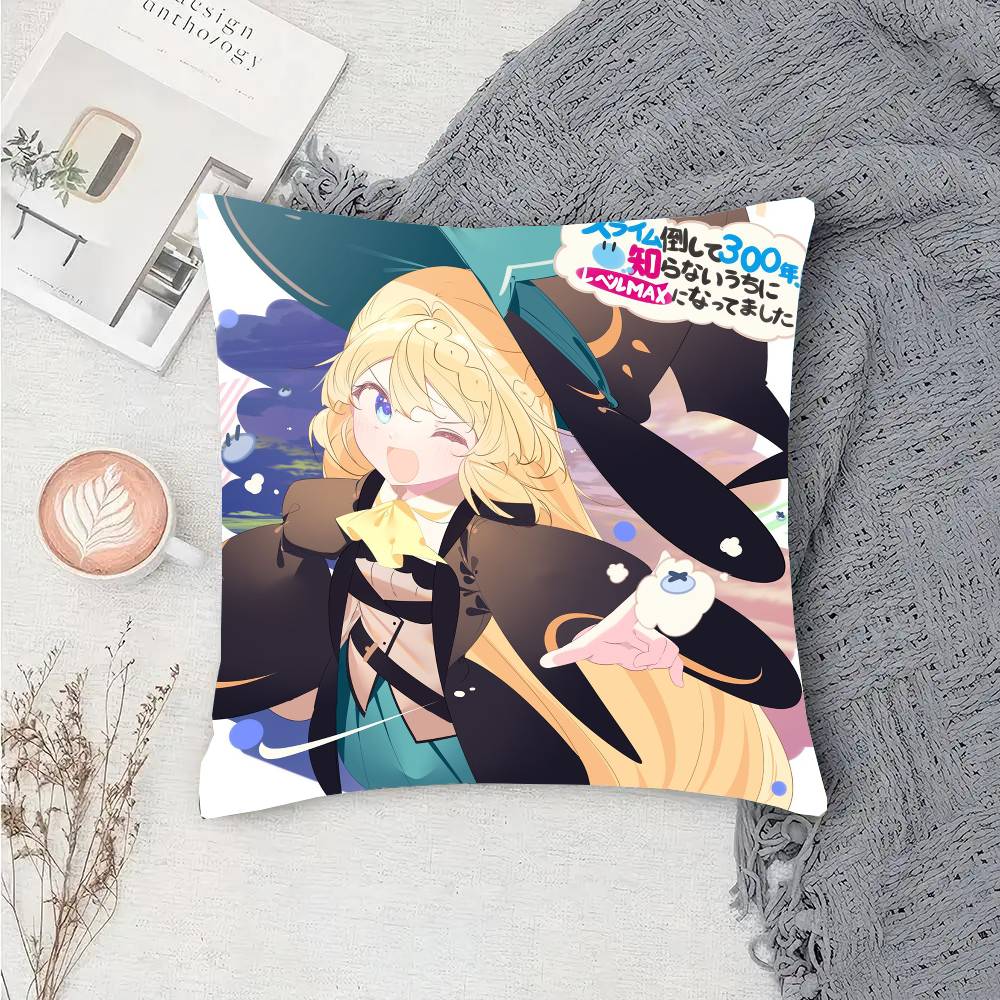 Я убивал слизней 300 лет и прокачал свой уровень Чехол для подушки Аниме Чехол для диванной подушки Декор комнаты Дома