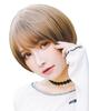 Wig Short Bob Heat Resistant Full Wig Black Hair Brown Gray Blue Natural Round Silhouette Wig Net Included Round Short Light Brown [TefuRe] D-3110-Lbr