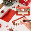 Decorative Cardboard Holder Christmas Cash Gift Envelopes, 6 Slots Foldable Money Holder, DIY Holiday Greeting Card Booklet for Xmas Parties,