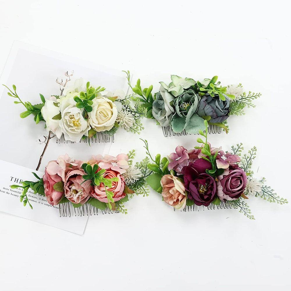 Расческа с цветком и листьями, расческа для волос, свадебные хрустальные украшения для волос, свадебные аксессуары для волос