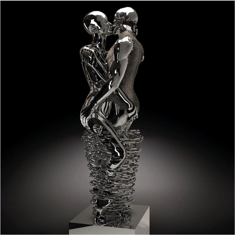 Золотая металлическая фигура статуя обнимает художественный постер, украшение дома, высокое разрешение, покраска распылением, безрамная основа для холста