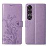 For Sony Xperia 1 VII Wallet Case Butterfly Floral Imprint PU Leather Phone Cover with Wrist Strap