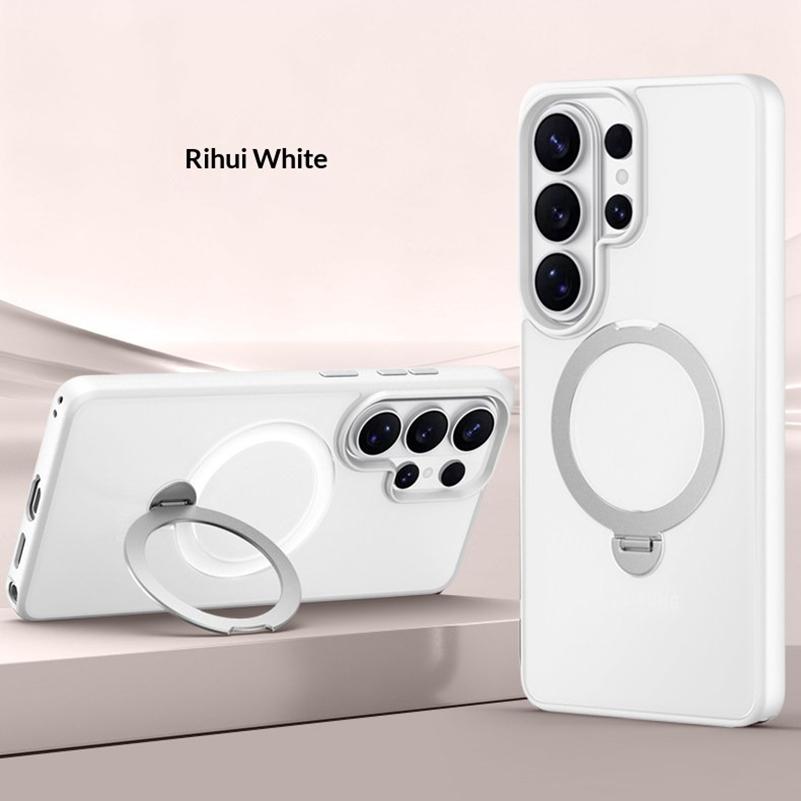 Magnetic Matte Phone Case for Samsung S26 Ultra Galaxy S26 Plus For Magsafe Metal Ring Stand Holder Contrast Color Frosted Cover