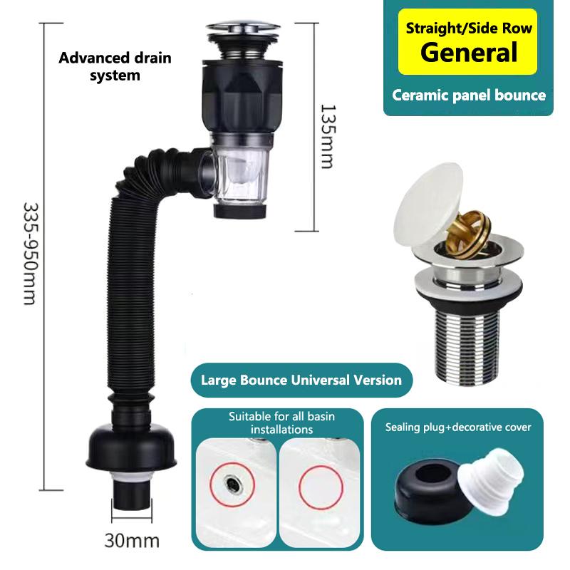 1Set Bathroom Kitchen Sink Drain Pipe Kit Flexible Expandable Anti-Odor Sink Drain Pipe Accessories