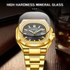 Мужские часы Бизнес Водонепроницаемые Светящиеся Дата Мужские Наручные часы Нержавеющая сталь Квадратный циферблат Кварцевые Мужские часы