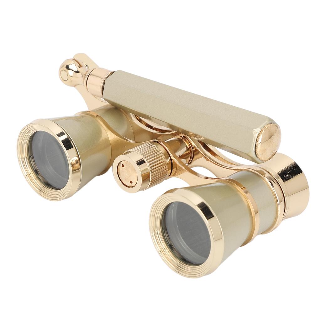 Opera Glasses Binoculars with Handle 3X25 Metal Portable Theater Glasses for Watching Drama Stage Play Art Performance