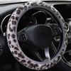 1Pc Auto Fluffy Winter Universal Leopard Print Gray Interior Accessories Car Steering Wheel Cover