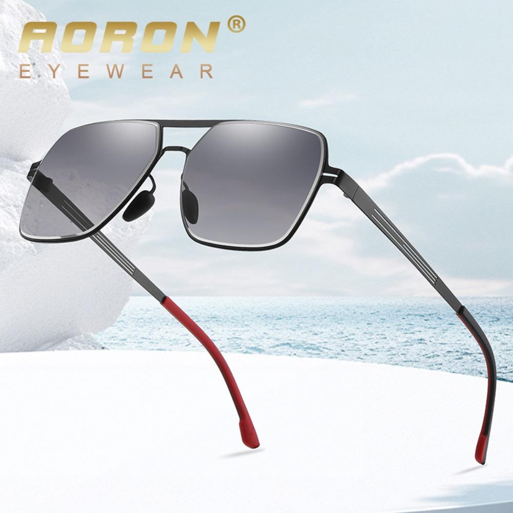 aoron Double Beam Driving Sunglasses Fashion Men's Metal Large Frame Outdoor Sunglasses
