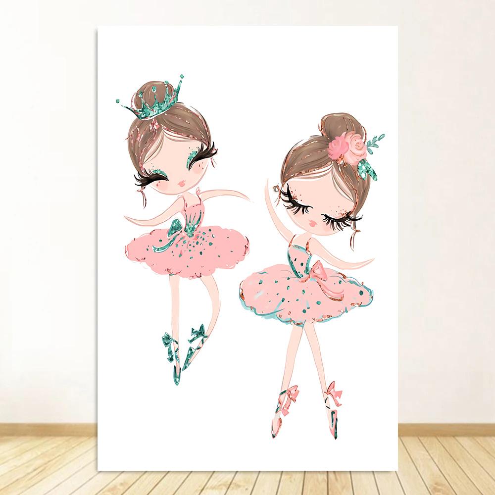 Маленькая принцесса балерина холст плакат розовый лебедь принт живопись детская настенная живопись плакаты балетная девушка картина декор детской комнаты