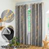 2pcs Gold Foil Printed Marble Grey Blackout Curtains , for Bedroom Kitchen Living Room, Home Decor, Room Decor