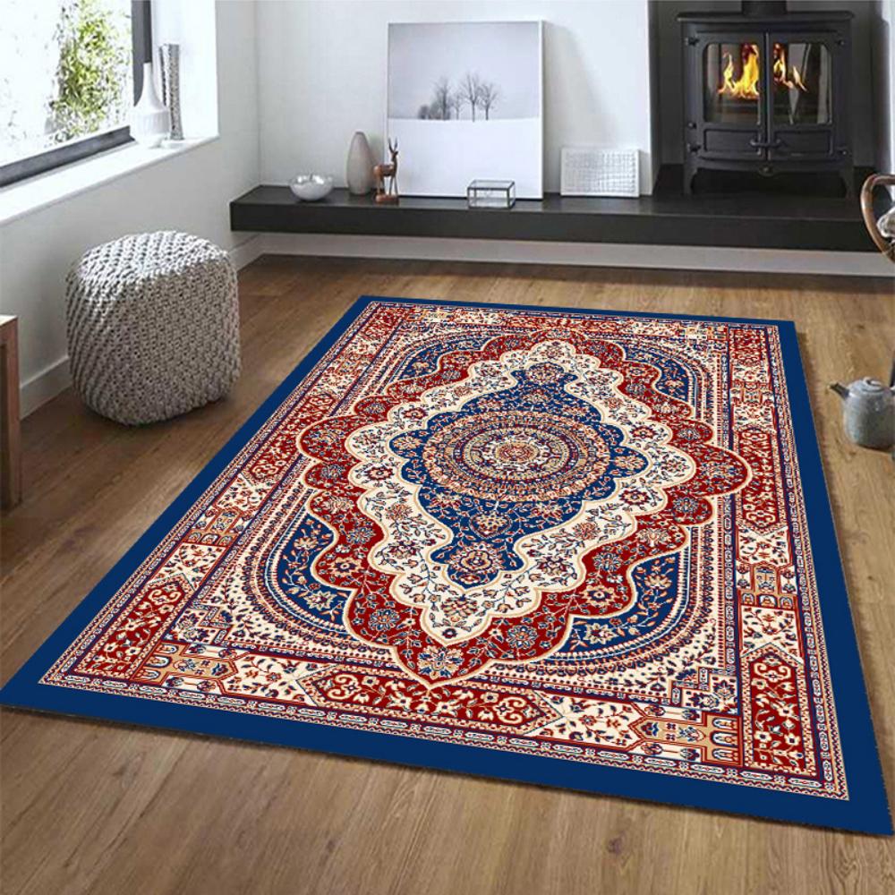 Washable Vintage Persian Style Carpet, Lightweight Floor Mat for Bedroom & Living Room, Soft Comfortable Modern Vintage Rug