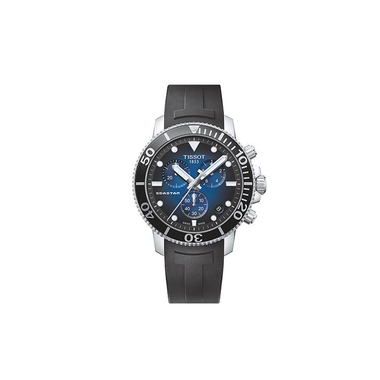 Tissot Коллекция Starfish Кварцевый механизм Мужские часы Часы 45,5 мм Синий циферблат Корпус из нержавеющей стали T120.417.17.041.00