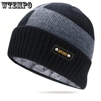 Ветрозащитные Теплоизоляционные Вязаные Шапки для Велоспорта на Открытом Воздухе Мужские Однотонные Толстые Флисовые Зимние Мягкие Плюшевые Шерстяные Шапки