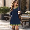 Women's Fashion Vertical Striped Knit Long Sleeve Dress for Casual Fall Winter Wear