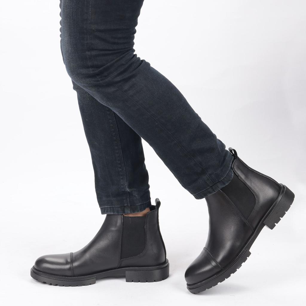 Men's Genuine Leather Rubber Sole Casual Boots Chelsea