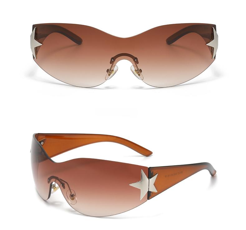 MePanda Унисекс универсальные поляризационные безрамочные солнцезащитные очки со встроенными персонализированными пятиконечными звездами, UV400