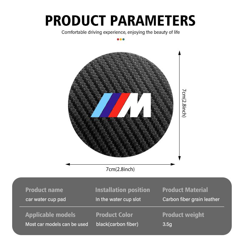 2pcs Car Carbon Fiber Cup Mat Anti-Slip Coaster Bottle Pad Auto Accessories For BMW E93 F10 F20 F30 F40 F15 F25 F26 F31 F49 F86