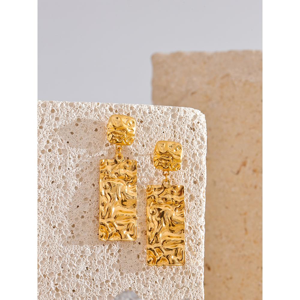 Eetit Серьги-подвески из нержавеющей стали с металлическим молотком в форме прямоугольника, предотвращающие аллергию, повседневные ювелирные изделия из нержавеющей стали в подарок