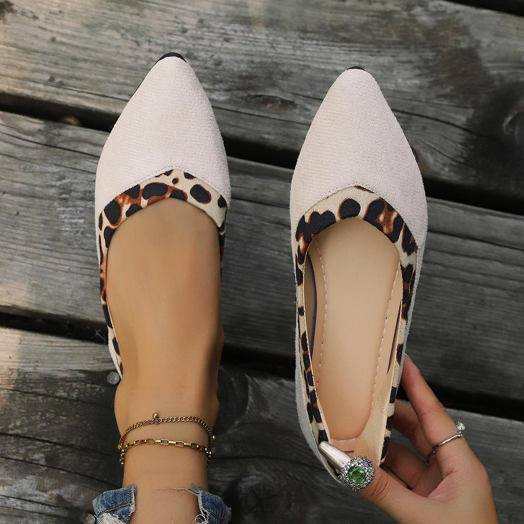 Модные женские балетки больших размеров Новая уличная обувь для женщин Весна Лето Леопардовые лоферы Слипоны Повседневные кроссовки с острым носком Женские