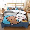 BuBu-Bear Мультяшный Аниме Милый Всесезонный Пододеяльник kawaii Комплект постельного белья Мягкое Покрытие для одеяла и Наволочки Односпальный/Двуспальный/Queen/King