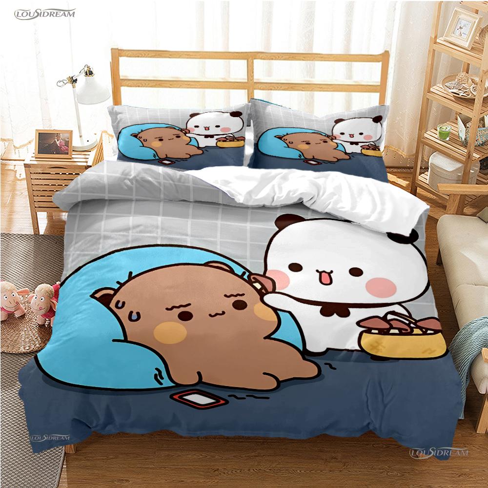 BuBu-Bear Мультяшный Аниме Милый Всесезонный Пододеяльник kawaii Комплект постельного белья Мягкое Покрытие для одеяла и Наволочки Односпальный/Двуспальный/Queen/King