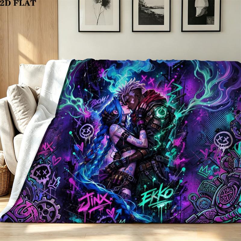 Jinx Print Flannel Blanket High Quality Warm Comfortable Cover for All Seasons Perfect for Gifts Home Decor