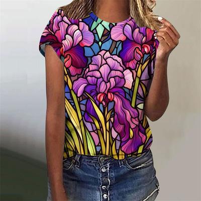 Красочная футболка с принтом животных-бабочек для женщин, Харадзюку, с графикой птиц и цветов, с коротким рукавом, модная графическая футболка с круглым вырезом