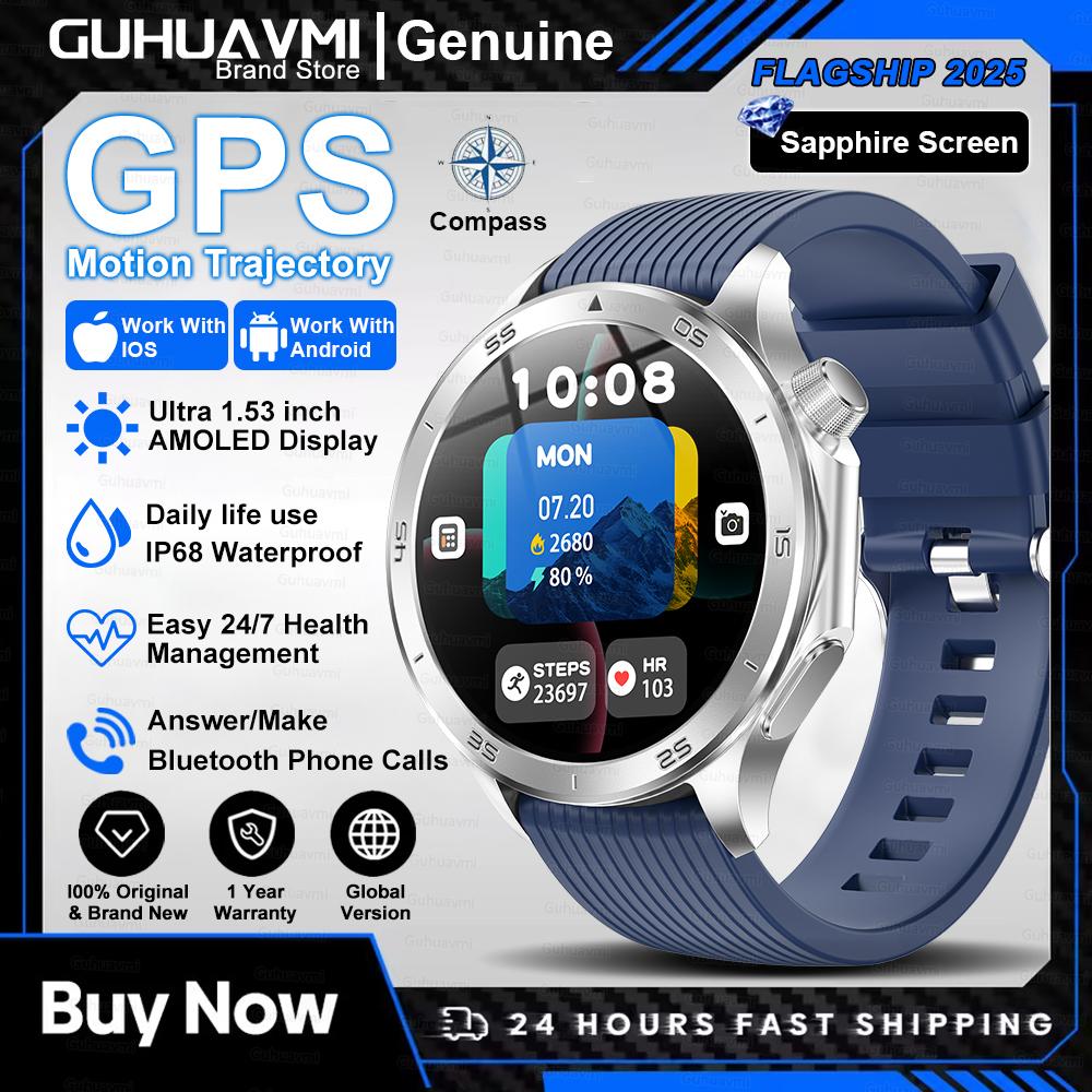 Новые умные часы X2 Модные умные часы для мужчин 1,53'' AMOLED Для улицы GPS Компас Пульсометр IP68 Водонепроницаемые Bluetooth-звонки Умные часы
