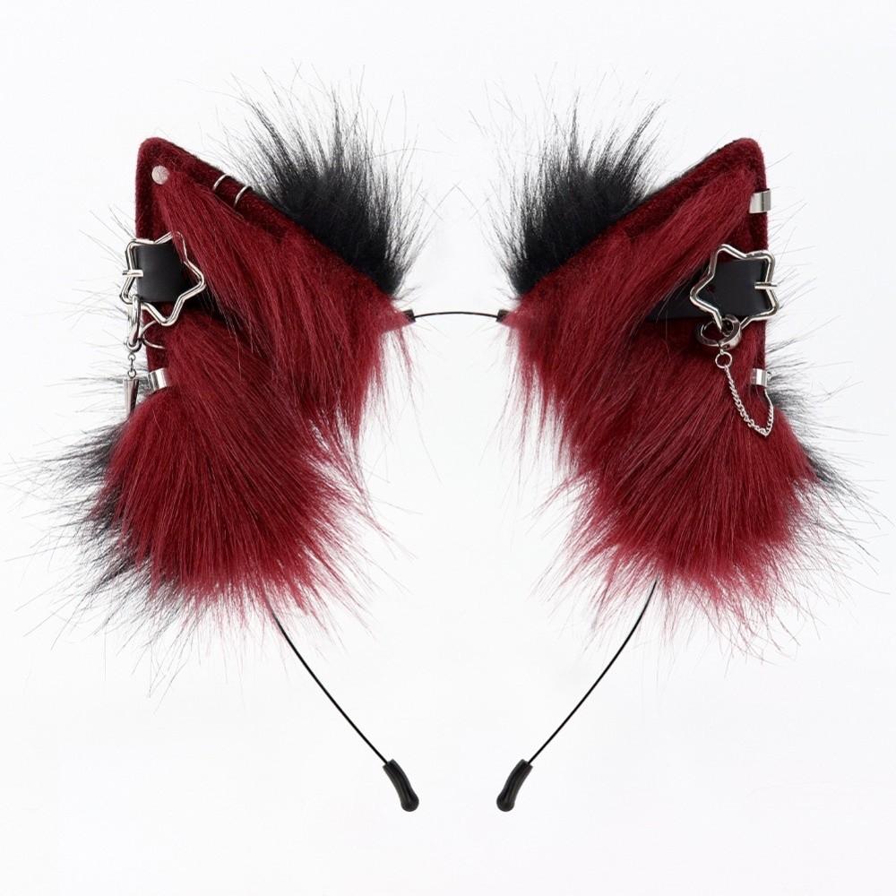 Handmade Animal Ear Headband Metal Detail Cosplay Headband Fur Cat Ears Headband For Comic Con