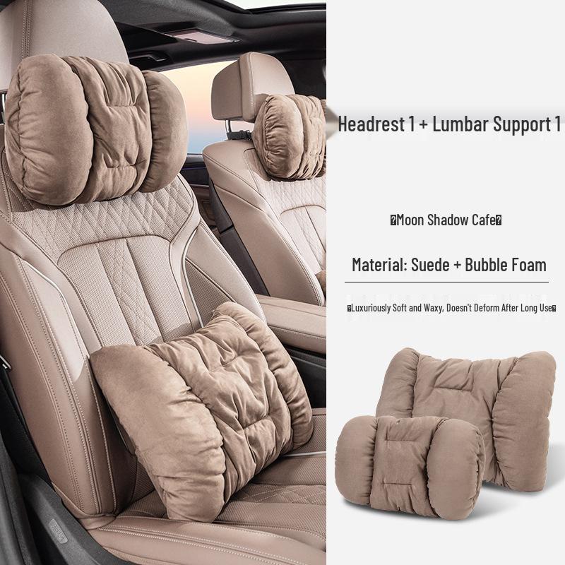 Роскошный зимний замшевый подголовник для автомобиля: Плюшевая подушка для поддержки поясницы и шеи
