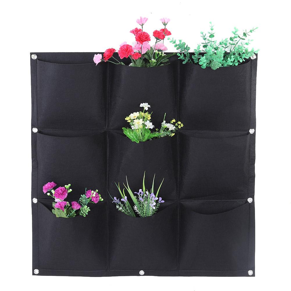 9 Pockets Degradable Vertical Hanging Wall Garden Plant Grow Bag Planter Container (Green)