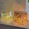 Handmade DIY Tulips Cube Mirror Lamp Soft Glow Easy To Install Romantic Tulips Flower Night Light Desktop Decoration