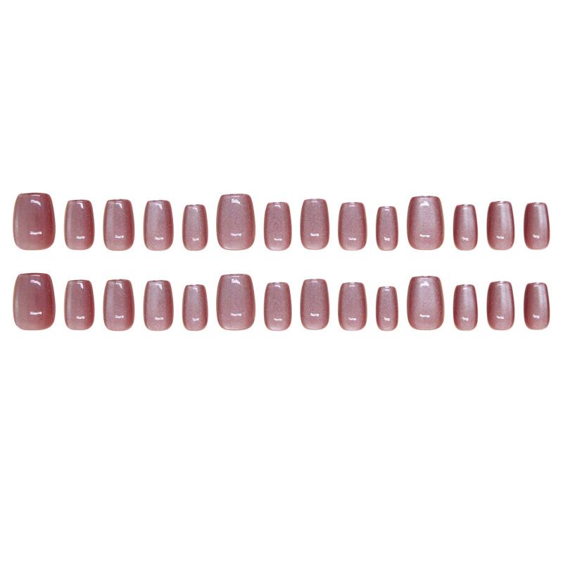 24 Pieces Cat's Eye Wearing Nail Piece Removable Noble Nail Piece Red Purple Simple Nail Piece Advanced Solid Color Nail Patch