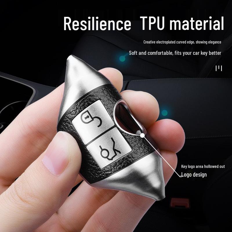 Крышка-чехол из ТПУ для ключа автомобиля Mercedes-Benz для CLA200, GLC260, C260L, GLA, C300 - Гальваническое покрытие с пряжкой (Женский дизайн)