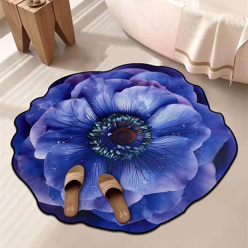 3D Цветочный Ковер Ванная Комната Впитывающий Бытовой Противоскользящий Грязеотталкивающий Легкий в Уходе Коврик для Ног