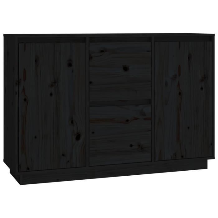 814313 vidaXL Buffet Black 111x34x75 Cm Solid Pine Wood