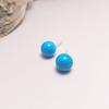 Серьги-пусеты из необработанного камня 8.0 Бирюзовые серьги Чистые Простые Круглые Синие Серьги Унисекс
