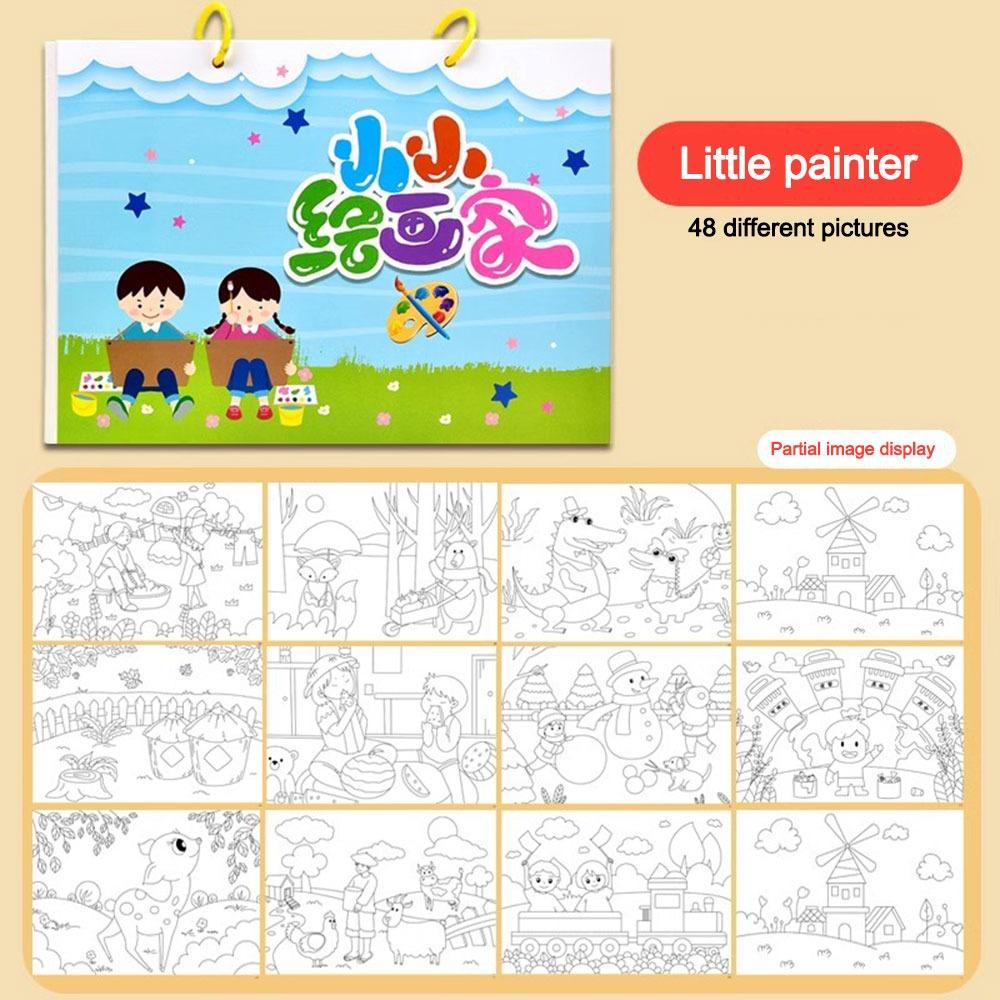 Книга для детской акварельной живописи с мультяшным узором, Портативная книга-раскраска для граффити, Подарки на день рождения/Рождество