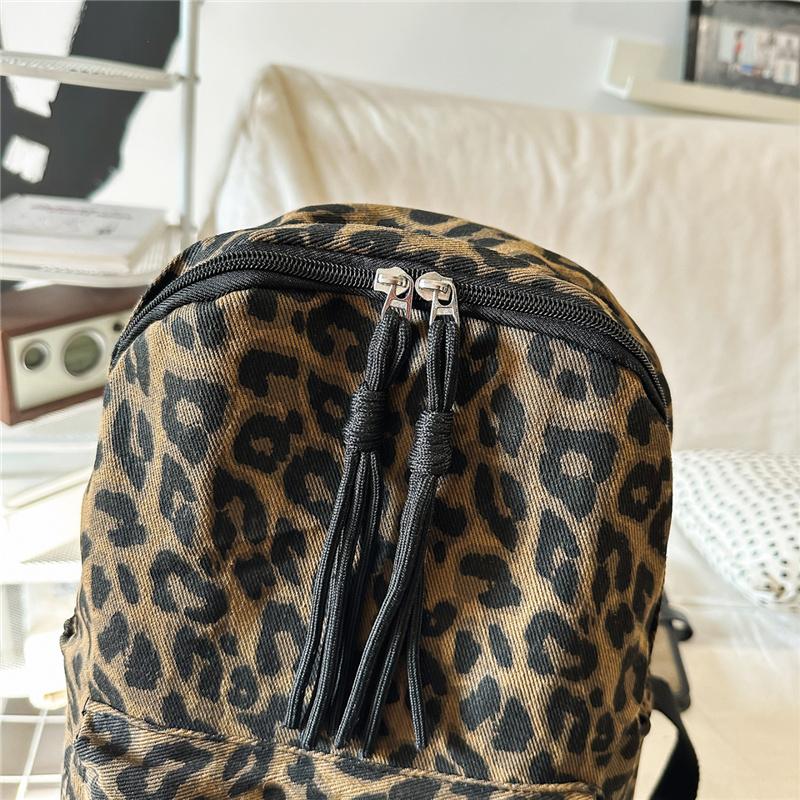 Рюкзак из ткани Оксфорд с леопардовым принтом, модный женский повседневный школьный рюкзак, трендовый рюкзак