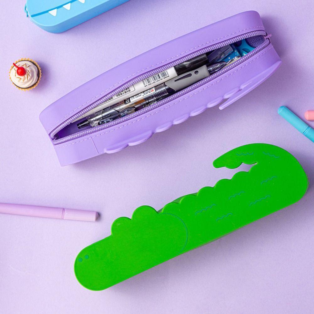 Large Capacity Pen Pouch Silicone Stationery Box Creative Pencil Case Gift