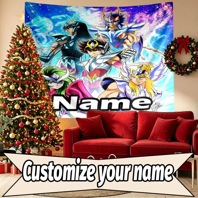 Custom Name Personalized Saint Seiya Print Tapestry, Wall Art Decor, Bedroom, Dorm, Apartment, LivingRoom, Party Backdrop, Gift for Birthday