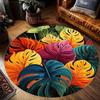Vibrant Tropical Leaves Round Area Rug Boho Jungle Pattern Living Room Decoration Floor Carpet Mat