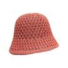 Women Basin Hat Hollow Breathable Sun Protection Fisherman Hat Solid Color Dome Short Brim Anti-UV Bucket Hat