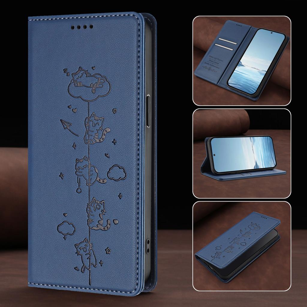 Cute Cat Leather Flip Wallet Case on For Motorola Moto G72 G32 G22 G71 G51 G41 G31 G30 G20 G10 Power RFID Protective Phone Cover