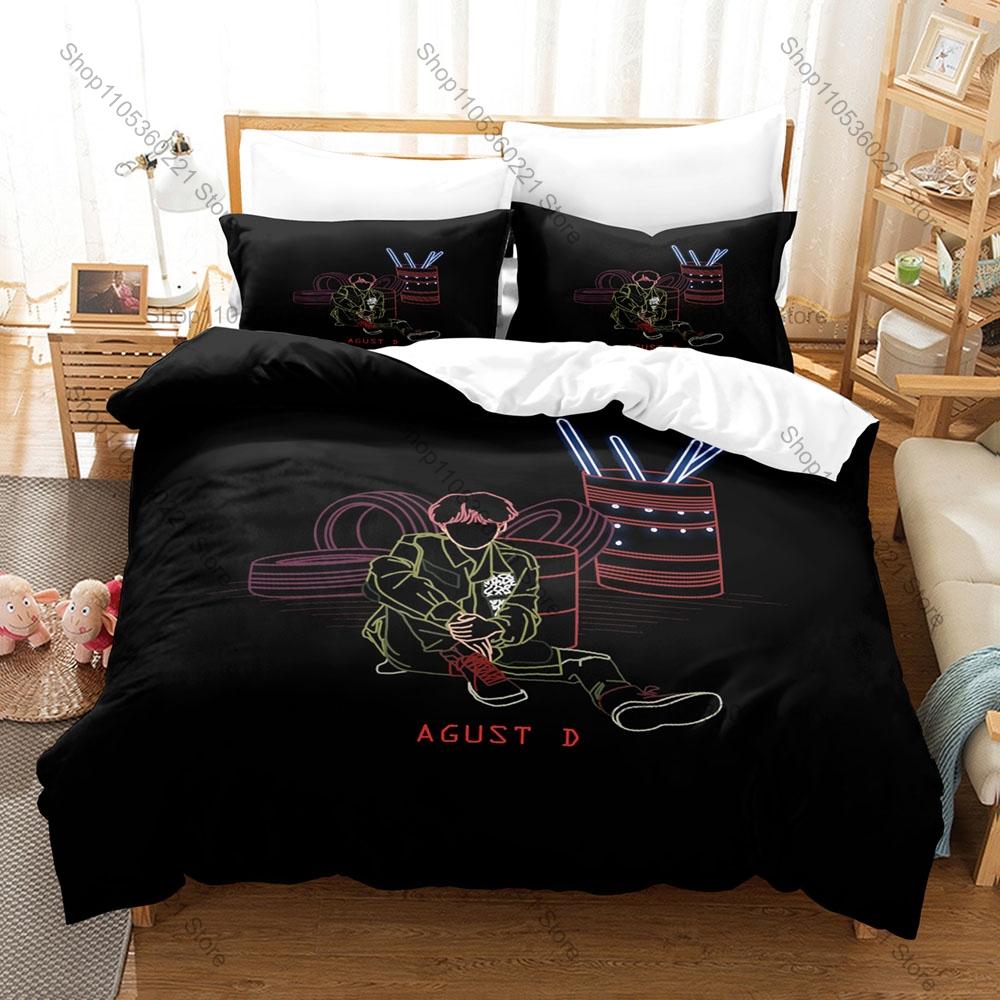 Personality Hip Hop Style Agust D Graphic New Bedding Set Soft Cozy Bed Cover Household Sleeping Bedding Ornament Gift